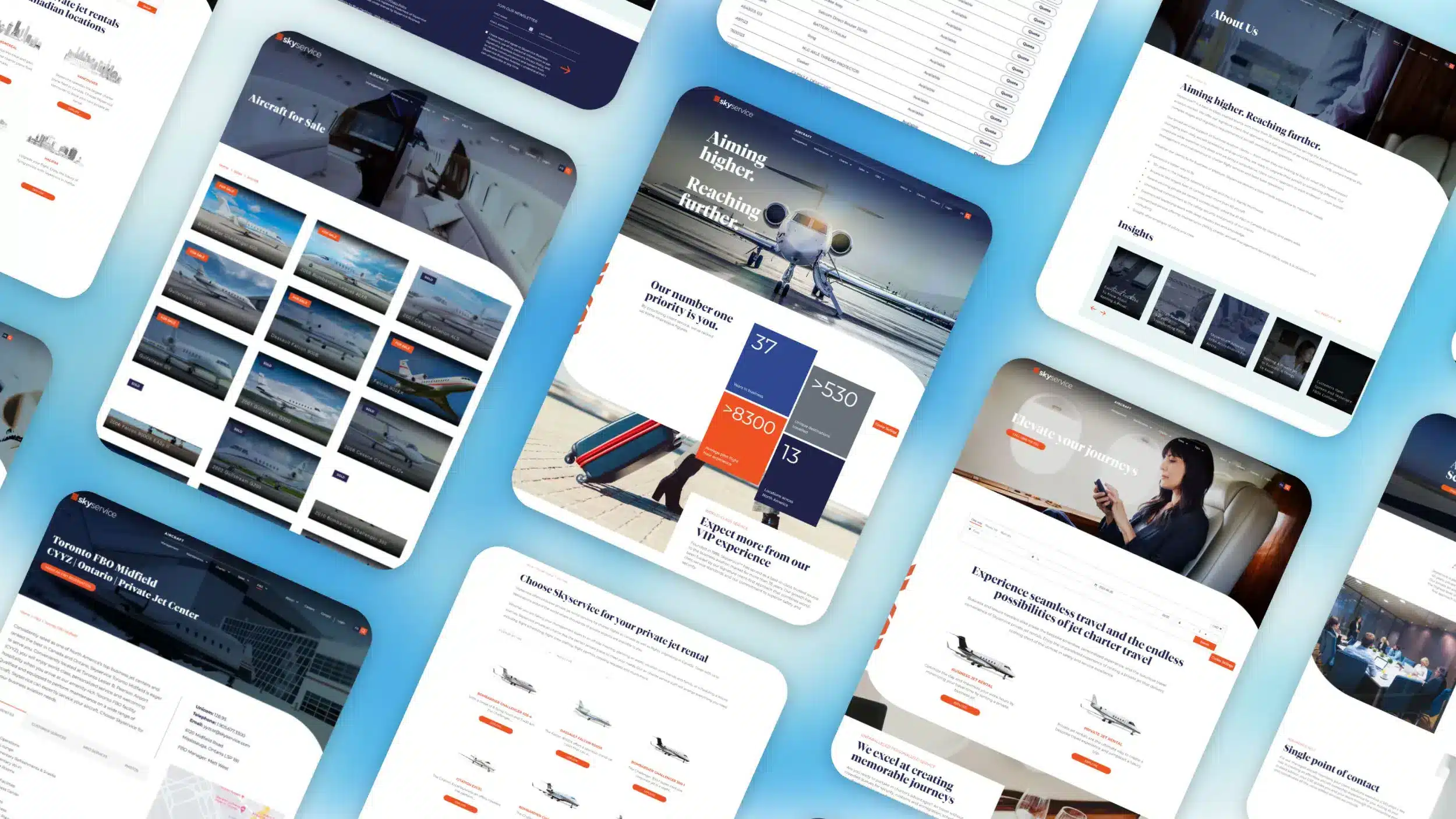 SkyService: pages from the website
