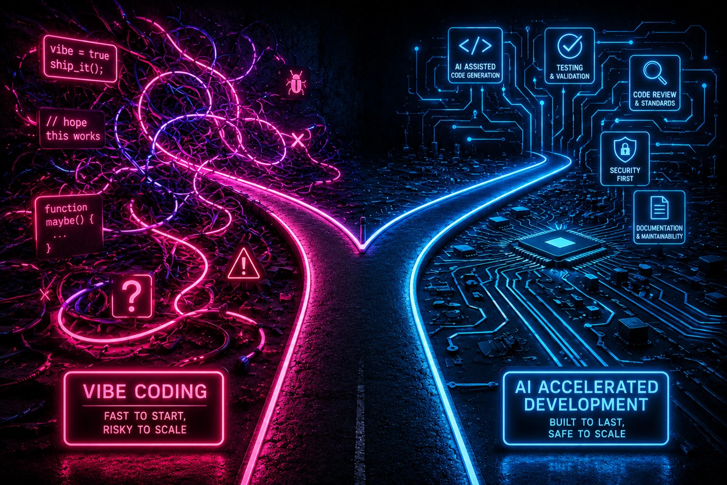 Vibe Coding vs AI Accelerated Development: What’s Safe for Real Business Software?